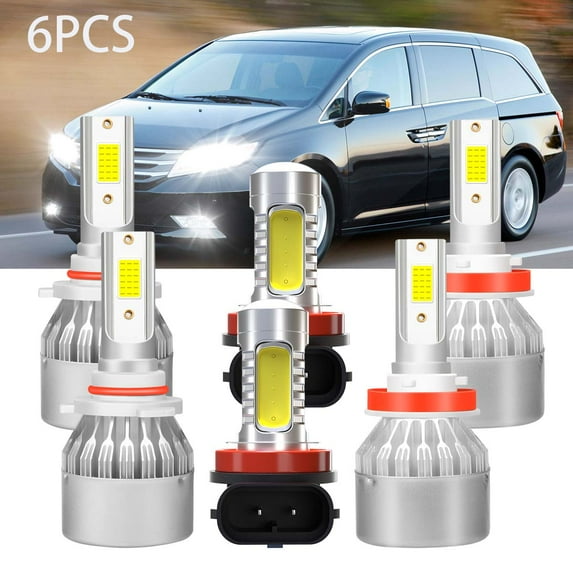 FZPJJNB For Honda Odyssey 2011-2017 Combo LED Headlight Fog Lights Bulbs Kit 6000K,Pack of 6