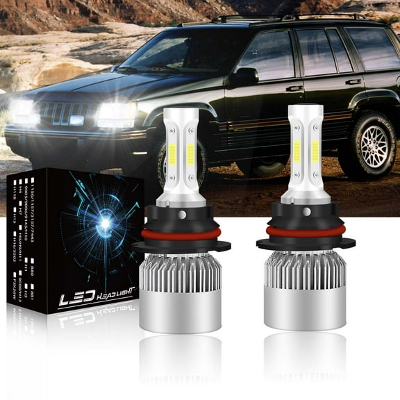 FZPJJNB For Jeep Grand Cherokee 1993-1998 - Front LED Headlights Bulbs High/Low Beam,9004 HB1/9007 HB5,6000K White,Pack of 2,C24