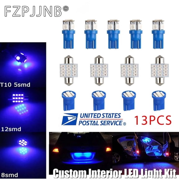 FZPJJNB For Mercedes Benz W204 C250 C300 USA Blue LED Interior Lights Kit 13 Pack