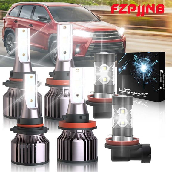 FZPJJNB For Toyota Highlander 2016-2019 LED Headlight Bulbs Kit High / Low Beam + Fog Light 6000K White