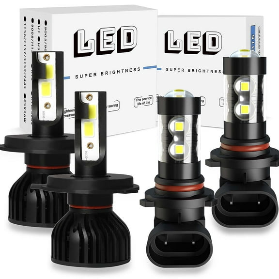 FZPJJNB For Toyota Sienna 2001-2003 - H4+9145 LED Headlight High Low Beam + Fog Light Bulbs,Pack of 4