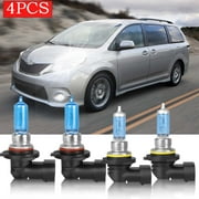 FZPJJNB For Toyota Sienna 2004-2010 4PCS 9005 High Beam+9006 Low Beam Halogen Headlight Bulbs Kit