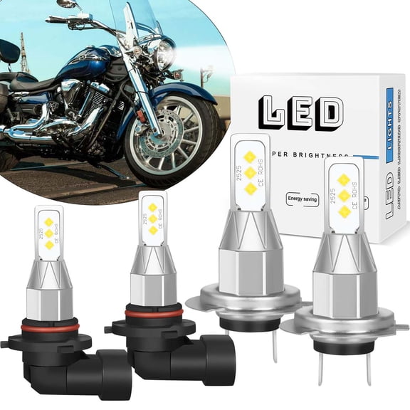 FZPJJNB For Yamaha Roadliner XV1900 2012-2014 H7+9006 LED Headlight Bulbs Hi/Lo Beam Combo Kit