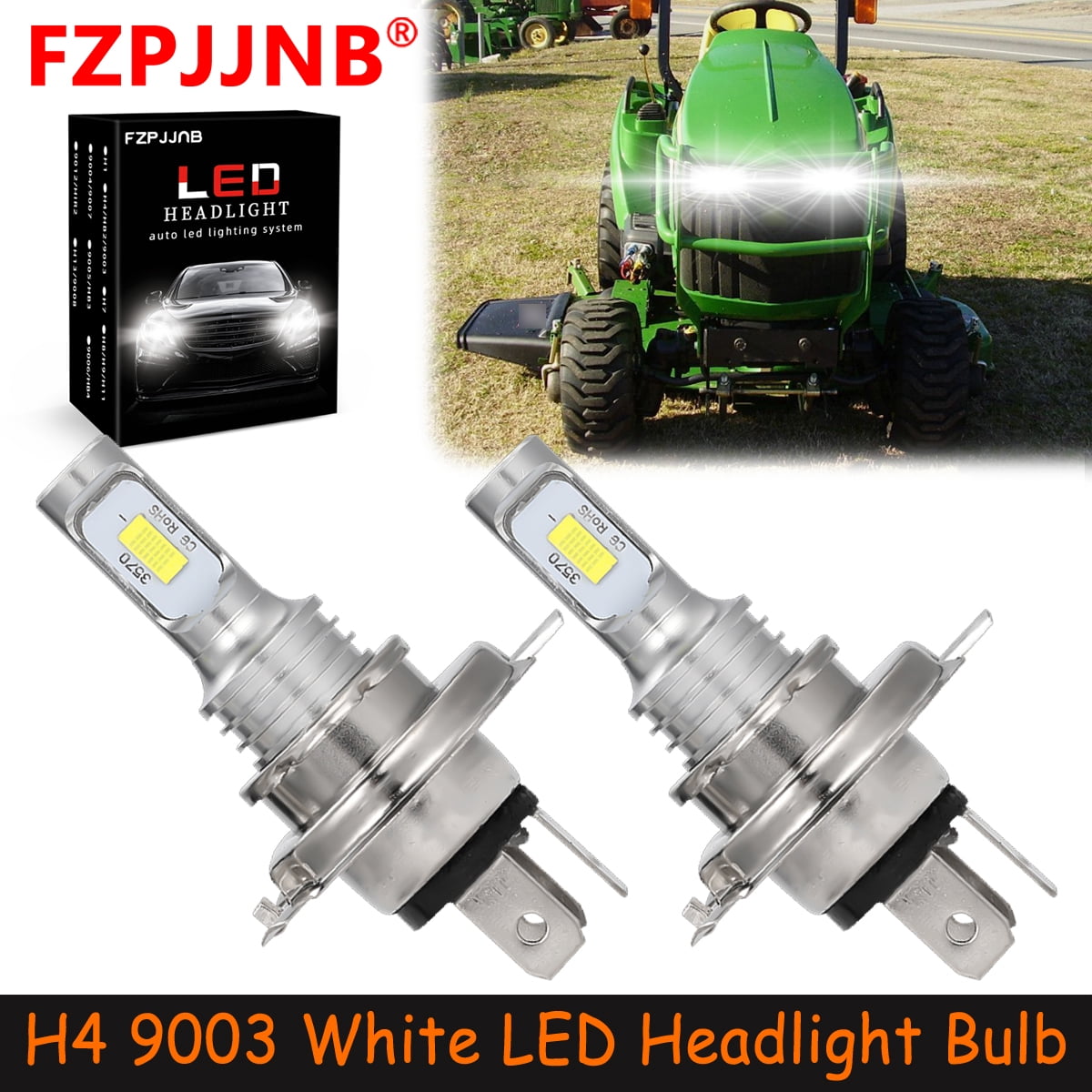 FZPJJNB H4 9003 for John Deere 1023e 1025r 1026r 1174 Combine White Led