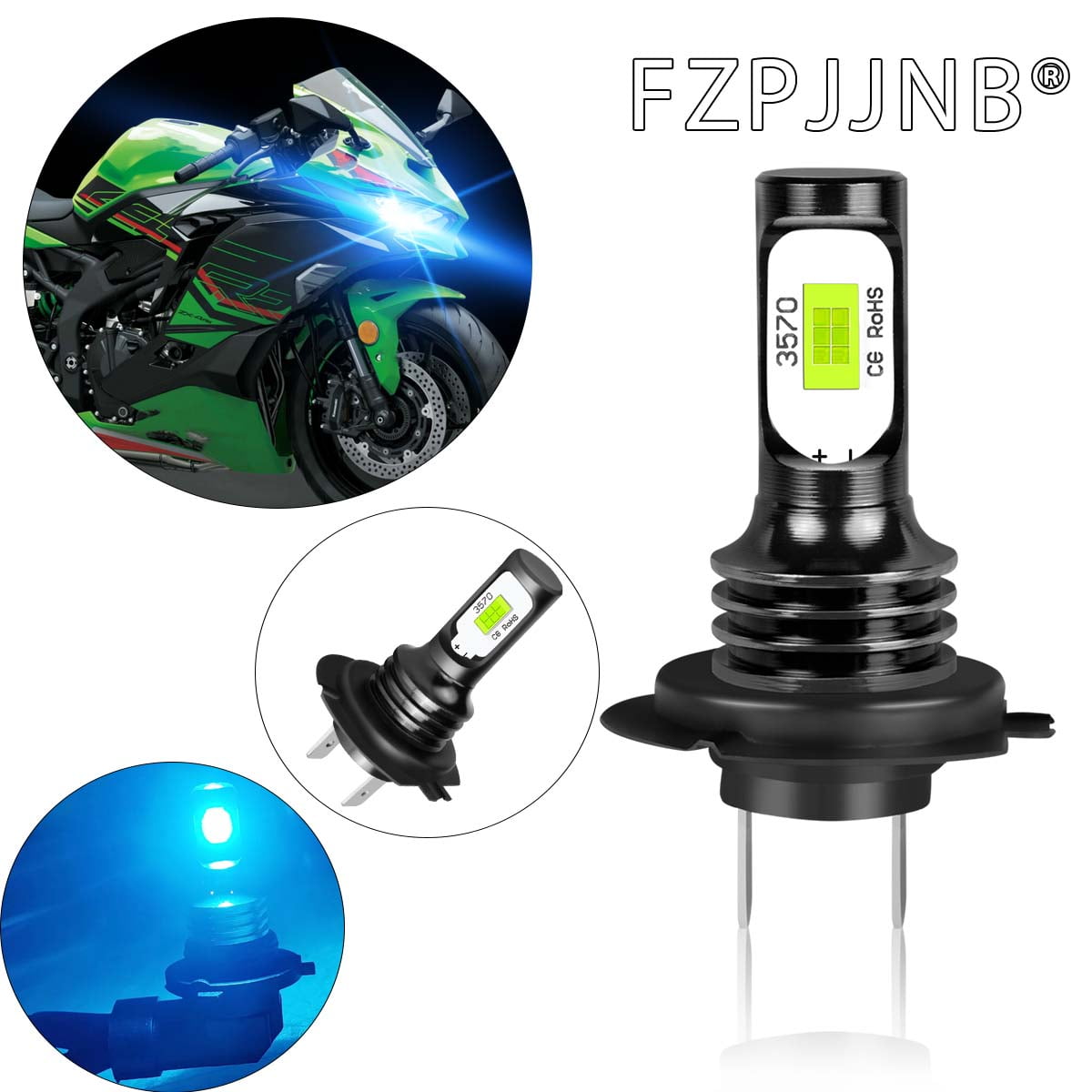 FZPJJNB H7 Headlights Bulb Fits Kawasaki Ninja 300 650 Zx6r, Clear