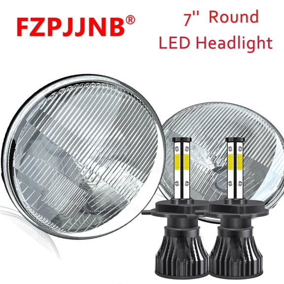 FZPJJNB Pair 7 Inch Led Round Headlight H4 High/Low Beam Bulbs for Jeep Cj Cj5 Cj7,C14