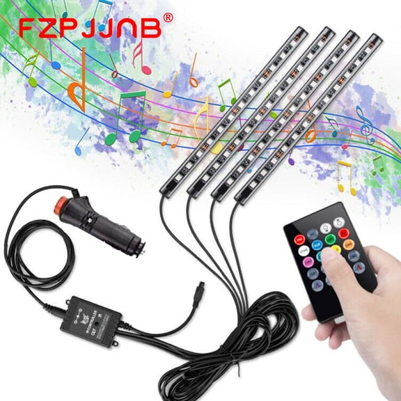 FZPJJNB RGB 48 LED CAR Interior Accessories Floor Decorative Atmosphere Strip Lamp Light Kit