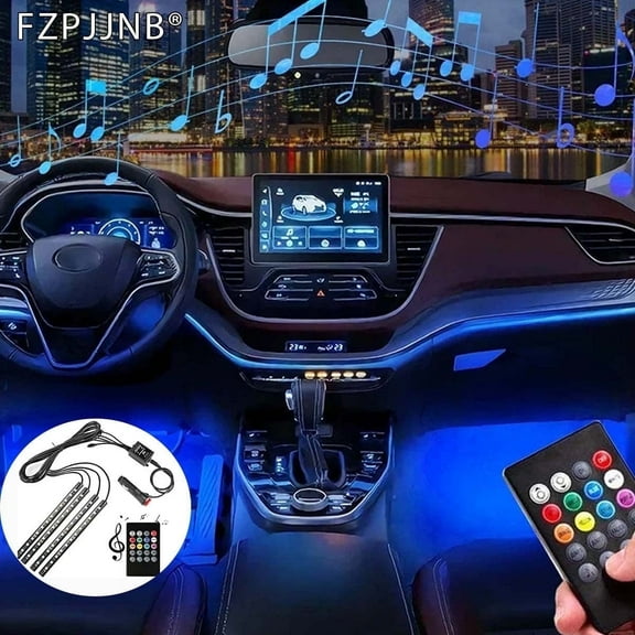 FZPJJNB US RGB LED Strip for Car Interior Lighting Music-Synced Glow & Wireless Control