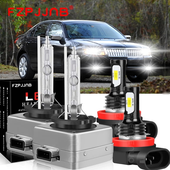 FZPJJNB for Lincoln Navigator 2007-2017 Xenon HID Headlight high Low Beam LED Fog Light Bulbs Kit Qty4 Y04