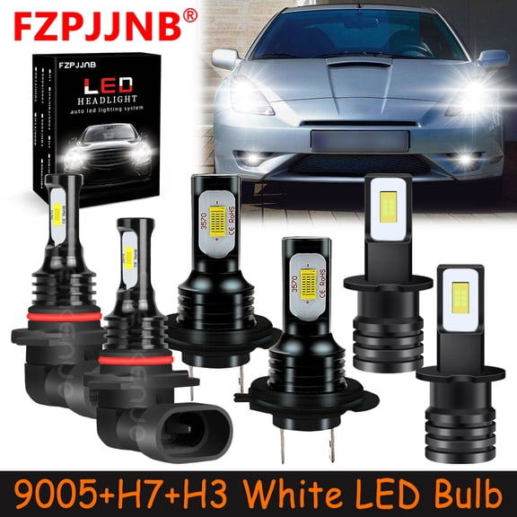 FZPJJNB for Toyota Celica 2000-2005 White Led Headlights Bulb High Low Beam Fog Light,9005+H7+H3,HKB,C01