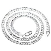 FZZ Mens 925 Sterling Silver Plated Flat Chain Necklace Stylish, Durable, and Elegant   Perfect Gift for Friends