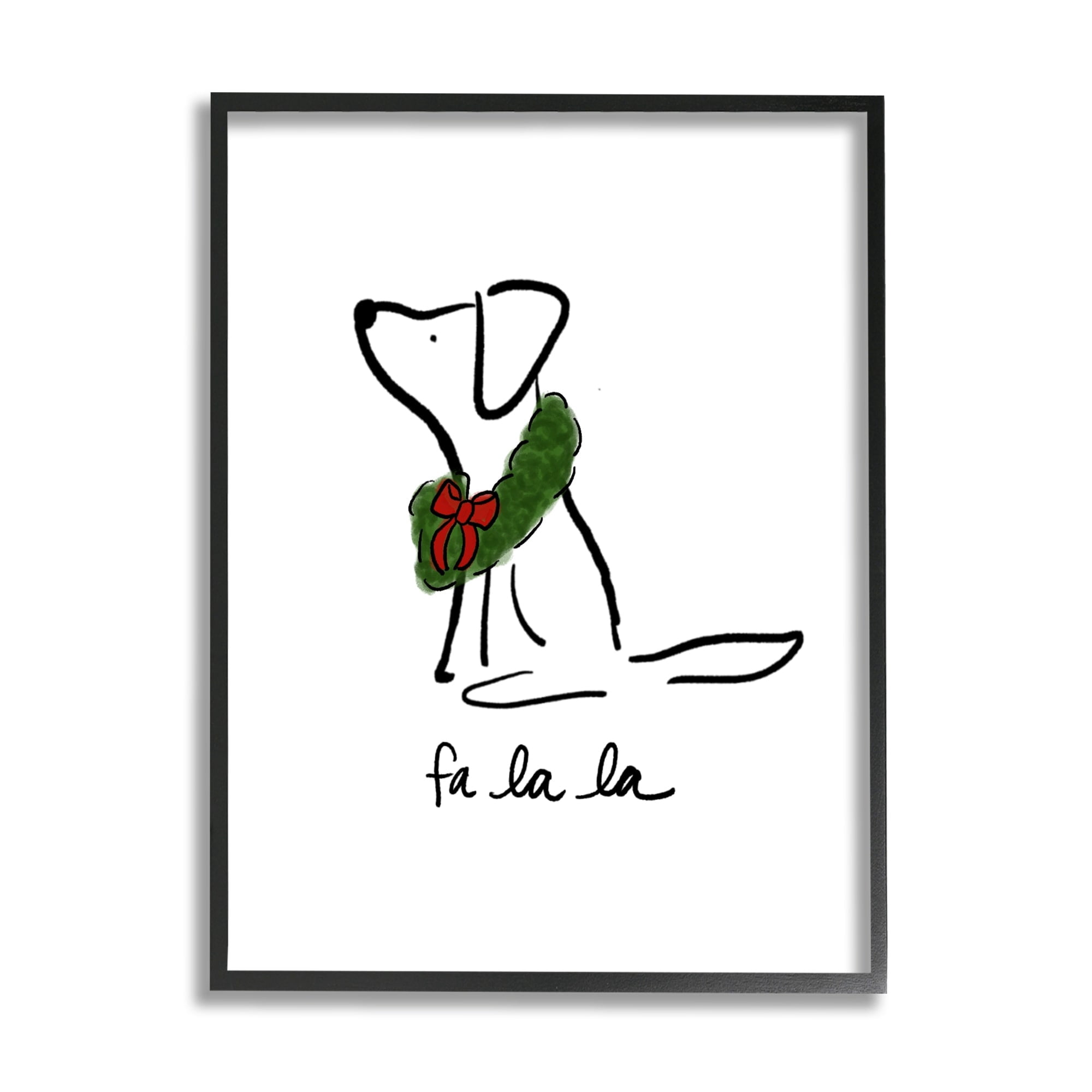 Fa La La Holiday Caroling Dog Line Doodle Wreath Animals & Insects Graphic Art Framed Art Print Wall Art