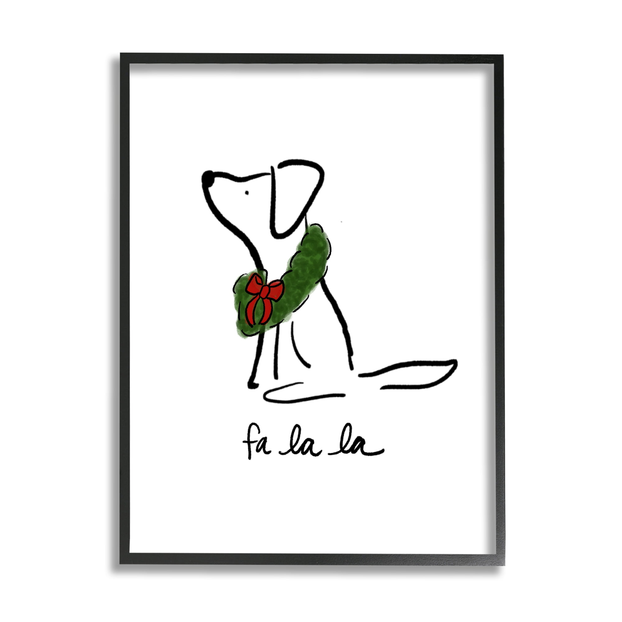 Fa La La Holiday Caroling Dog Line Doodle Wreath Animals & Insects Graphic Art Framed Art Print Wall Art