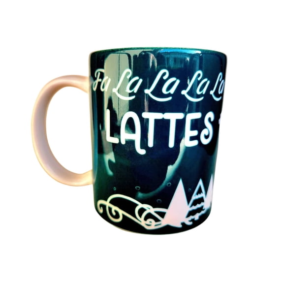 Fa La La La Lattes Christmas Ceramic Coffee Mug. Celebrate the Holidays and Your Favorite Brew
