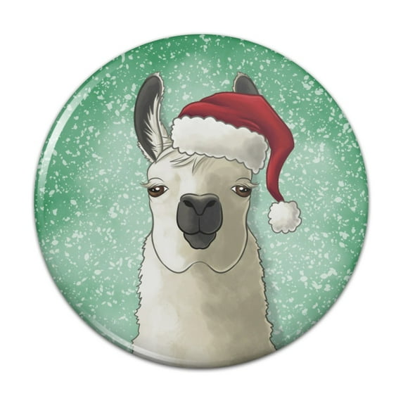 Fa La La La Llama Christmas Santa Hat Pinback Button Pin