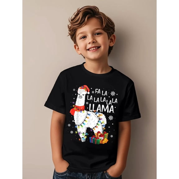 Fa La La Llama Christmas Funny Lllama Lover Xmas Pajamas Kids T-Shirt