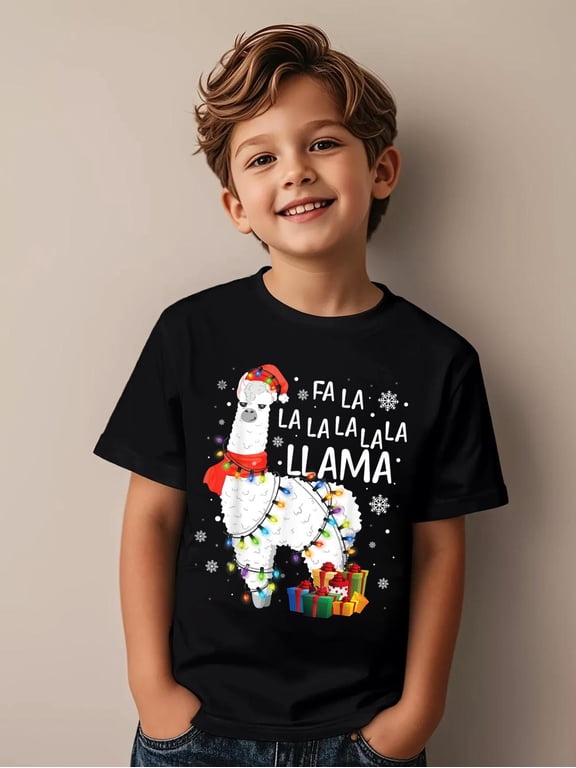 Fa La La Llama Christmas Funny Lllama Lover Xmas Pajamas Kids T-Shirt