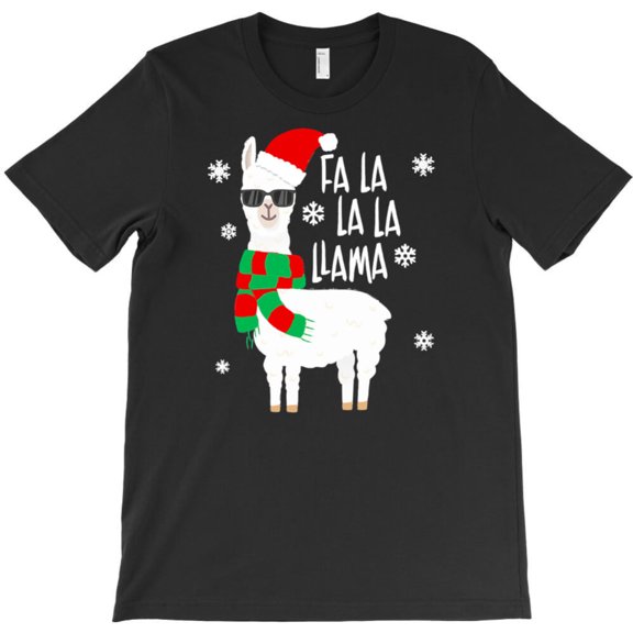 Fa La La Llama Funny Falala Llama Holiday Animal Pun Graphic T-Shirt G11890, Up to 5XL