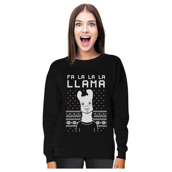 Tstars Fa La La Llama Ugly Christmas Sweater Funny Xmas Women Sweatshirt XX-Large Black