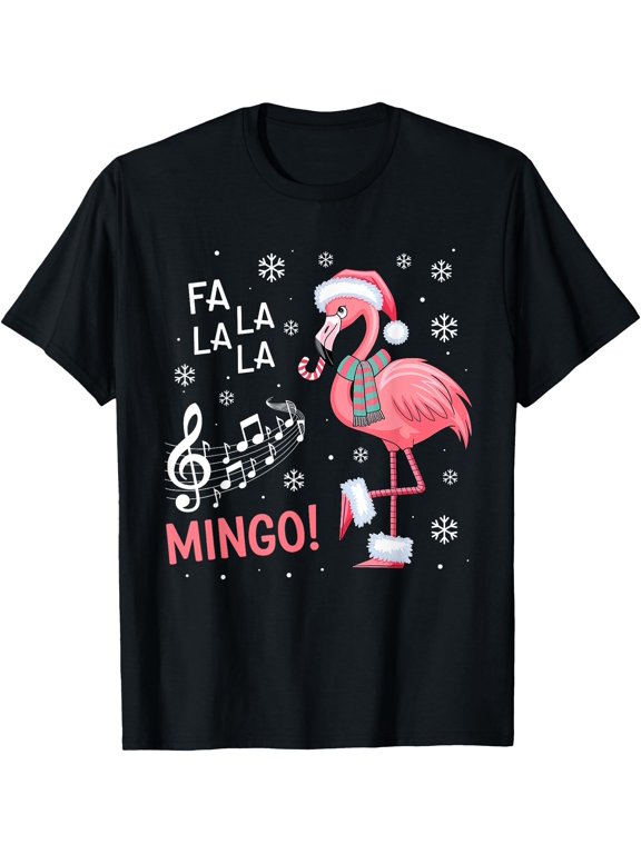 Fa La La Mingo Flamingo Candy Cane Christmas T-Shirt