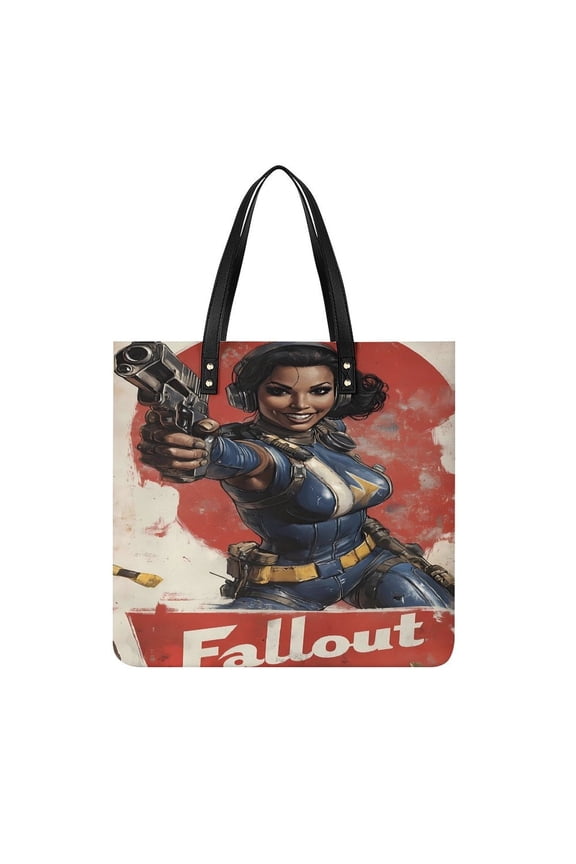 Fa-llout Handbag, Casual PU Leather Tote Bag, Shoulder Handbags with Top Magnetic Snap Closure For Girl Ladies Women Travel Shopping