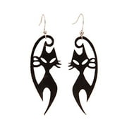 FaLX 1 Pair Dangle Earrings Cat Shape Dress Up Jewelry Horrible Black Hook Earrings for Halloween