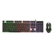FaLX 1 Set Wired Keyboard Mouse Set with Colorful Backlight Ergonomics Luminous Suspended Mechanical Keyboard Mice Set 1000DPI Gaming Keyboard Mice Combo Computer Accessories