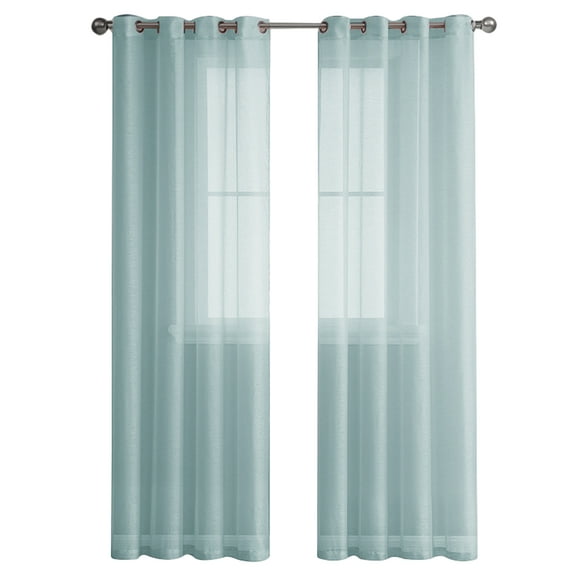FaLX 2Pcs Easy to Install Window Curtain - Solid Color - 100x250cm - Living Room Tulle Window Drapes - Home Decor