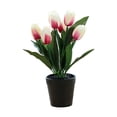 thumbnail image 1 of FaLX Simulation Potted Plants Non-fading Not Withered Realistic Decorate Faux Silk Flower Nine Head Artificial  Tulip Bonsai for Desktop, 1 of 8