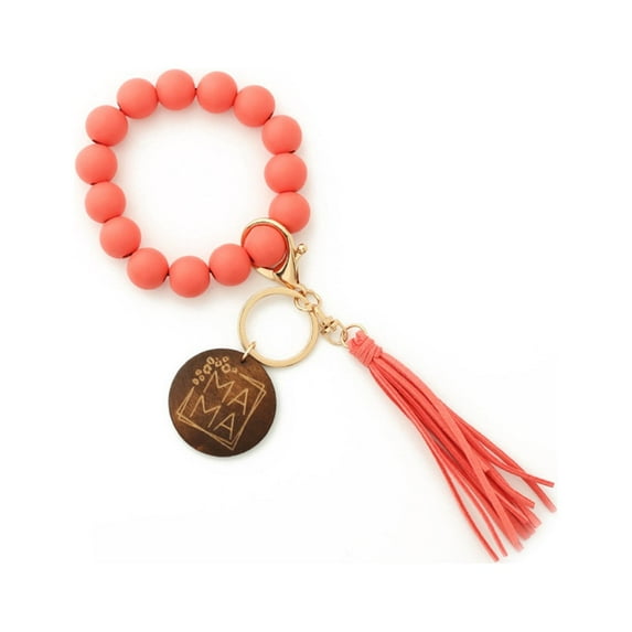 FaLX Stylish Beaded Bracelet Keychain with Decorative Wood and Strong Lobster Clip - Ideal Gift Option