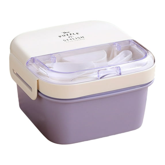 FaLX Thermal Insulated Lunch Box with Spoon and Fork - 1100ml, Double Layer, Buckle Closure, Cold Preservation Compartment, Microwave Oven Safe, Lunch Container for Students