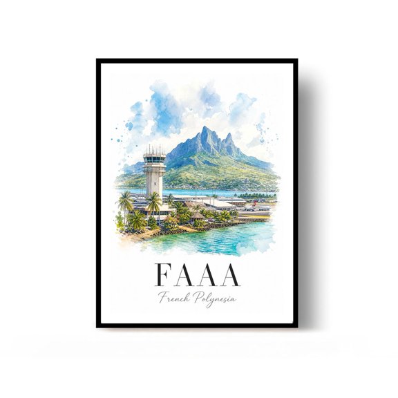 Faaa French Polynesia Travel Poster Print Wall Decor