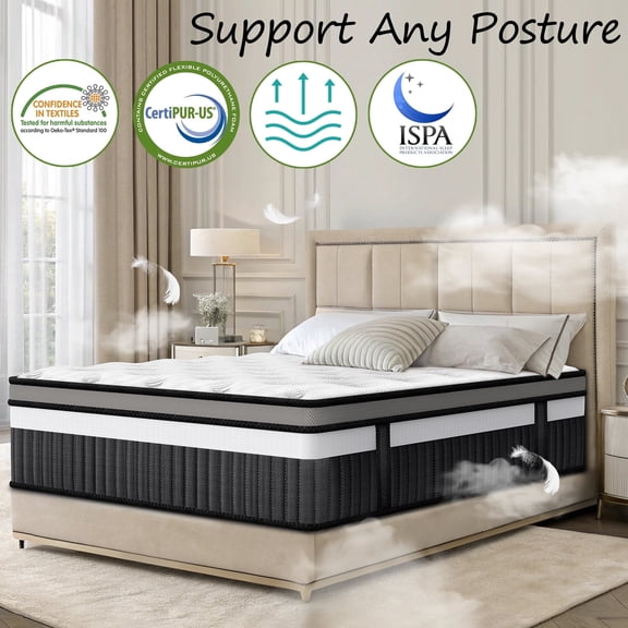 FaayFian 14" Cooling Gel Memory Foam Mattress in a Box, Pressure Relief and Breathable , Medium Firm