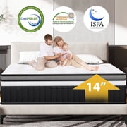 FaayFian 14 King Size Mattress, Memory Foam Hybrid Mattress - Medium Firm Gel Infused, CertiPUR-US Certified, Cooling & Breathable, Pressure Relief, Motion Isolation, King Mattress in a Box