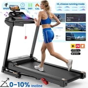 Folding Treadmill with Incline   300 lbs Capacity, Compact Electric Running Machine for Home, 3HP Quiet Motor, 0.6-7.5 MPH, APP Control, Adjustable Tablet Holder
