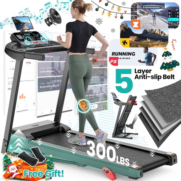 300 lbs Portable Folding Treadmill, 2.75 HP Foldable Compact Treadmill for Home Office, Walking Running Treadmill with LED Display for Exercise, Treadmill with Incline, 71 Programs
