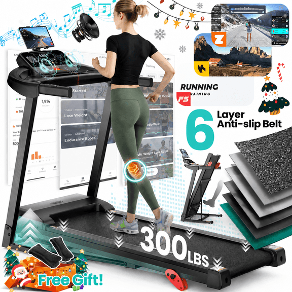 300 lbs Portable Folding Treadmill, 3.5 HP Foldable Compact Treadmill for Home Office, Walking Running Treadmill with LED Display for Exercise, Treadmill with 10% Incline, 71 Programs