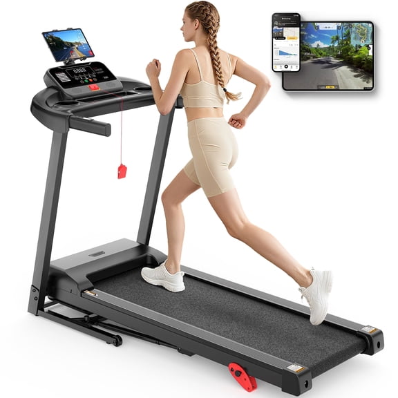 FaayFian 300LBS Capacity Folding Treadmill w/ Incline, Treadmill for Home, 3.75HP Portable Treadmill, 71 Programs, Wide Shock, Absorption Belt, Walking Running Exercise Machine