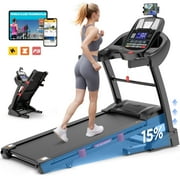 Cinta de correr plegable FaayFian de 4,5 HP con inclinaci&oacute;n autom&aacute;tica del 15 %, capacidad de 300 lb, cintas de correr para el hogar, velocidad de 10 MPH, integraci&oacute;n de aplicaciones Bluetooth, 64 programas preestablecidos y an&aacute;lisis de entrenamiento inteligente