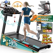 FaayFian Auto Incline Treadmill for Home, 5.1HP Folding Treadmill 400lbs Capacity, 0.6-12MPH, 64Programs, APP Control, Shock Absorption, Home&Office