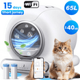 thumbnail image 1 of Smart Self-Cleaning Cat Litter Box, Automatic Odor Control, APP Remote Monitoring, Extra Large 65L Litter Box for Multiple Cats, Low Entry, Whisper-Quiet, Safe for Senior Cats & Large Cats, 1 of 7
