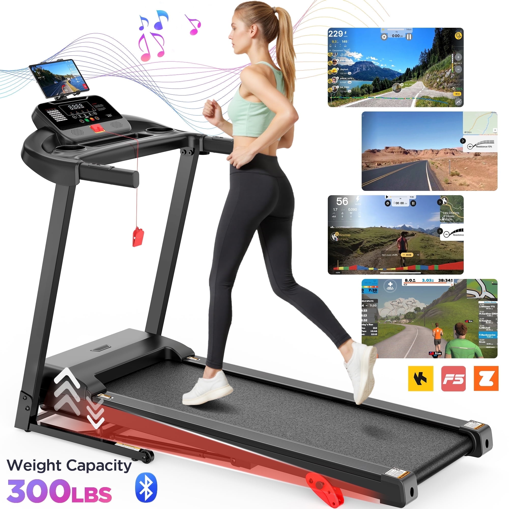FaayFian Treadmill for Home with Incline, Folding Treadmill 300lbs Capacity, 0.6-7.5MPH, APP Control, Shock Absorption, 64+3+3+1 Program, Home&Office
