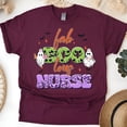 thumbnail image 1 of Fab Boo Lous Nurse Graphic T-Shirt for Women Men | Funny Ghost Medical Tee, Maroon, Size M, 1 of 6