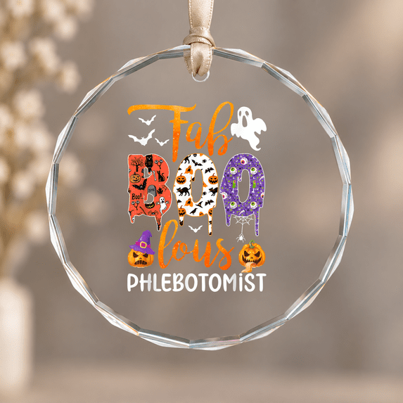 Fab Boo Lous Phlebotomist Ghost Theme Ornament, Hanging Decor, Circle ...