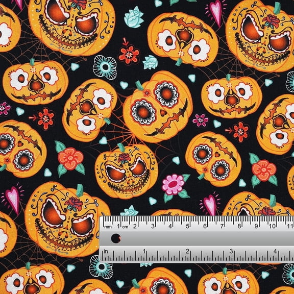 Fab Fabrics LLC Cotton Fabric (1 Yard, Pumpkin - Pre-Cut) Christmas Fabric by the Yard, 44 Inch 100% Cotton for Sewing, Quliting & DIY Projects