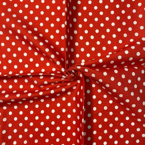 Fab Fabrics LLC Cotton Fabric – 8mm Polka Dots (1 Yard, Red on White - Pre-Cut) Fabric by the Yard, 44 Inch 100% Cotton for Sewing, Quliting & DIY Projects