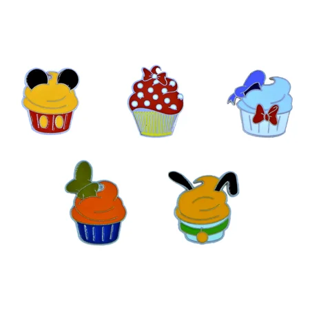 Fab Five Character Cupcakes 5 Specific Food Pins Disney Park Trading Pin Set New