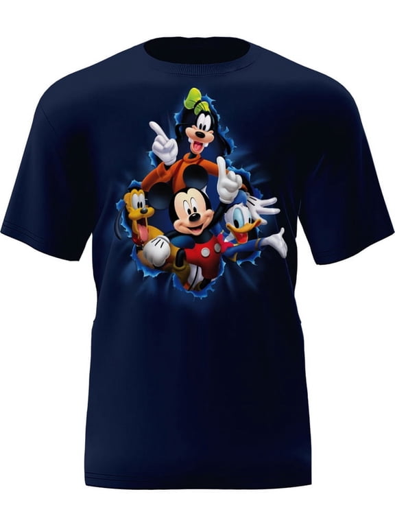 Mickey & Friends Navy Adult Tee Shirt, XS-2XL (Unisex)