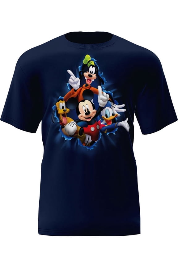 Mickey & Friends Navy Adult Tee Shirt, XS-2XL (Unisex)