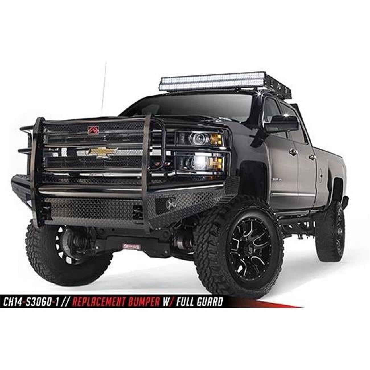 Fab Fours CH14-S3060-1 Black Steel Front Ranch Bumper Fits select: 2015-2018 CHEVROLET SILVERADO